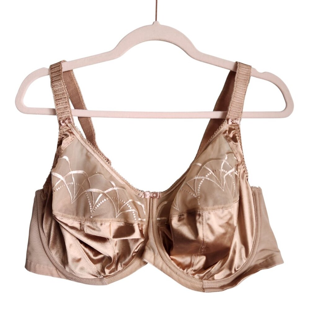Elomi Bra 46DD 46E Tan Nude Cate Full Cup Banded Bra Underwire Back Close
